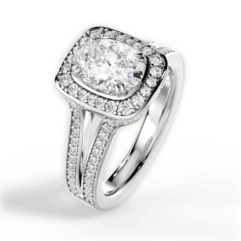 14kt White Gold/18kt White Gold/Platinum/oval/side