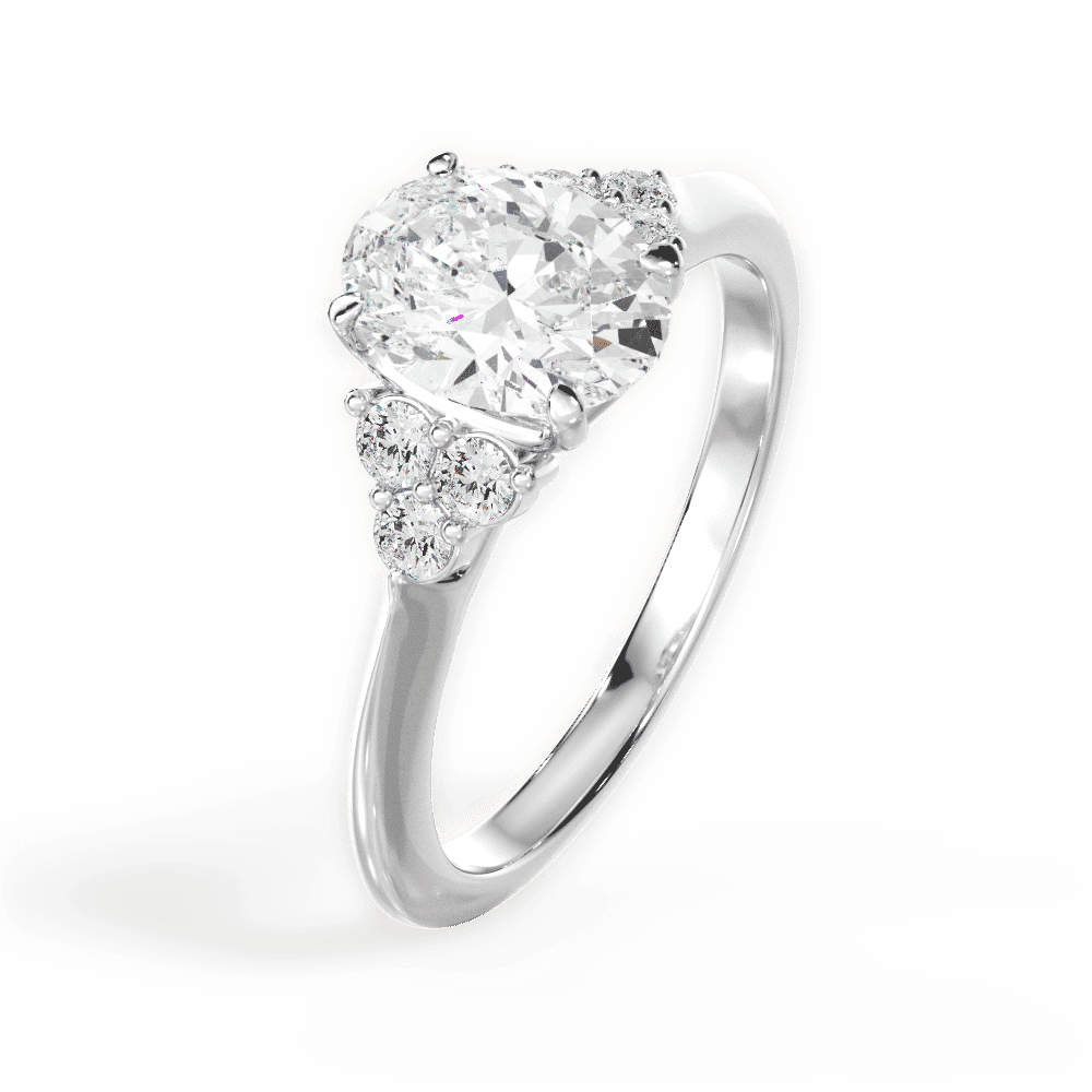 14kt White Gold/18kt White Gold/Platinum/oval/side