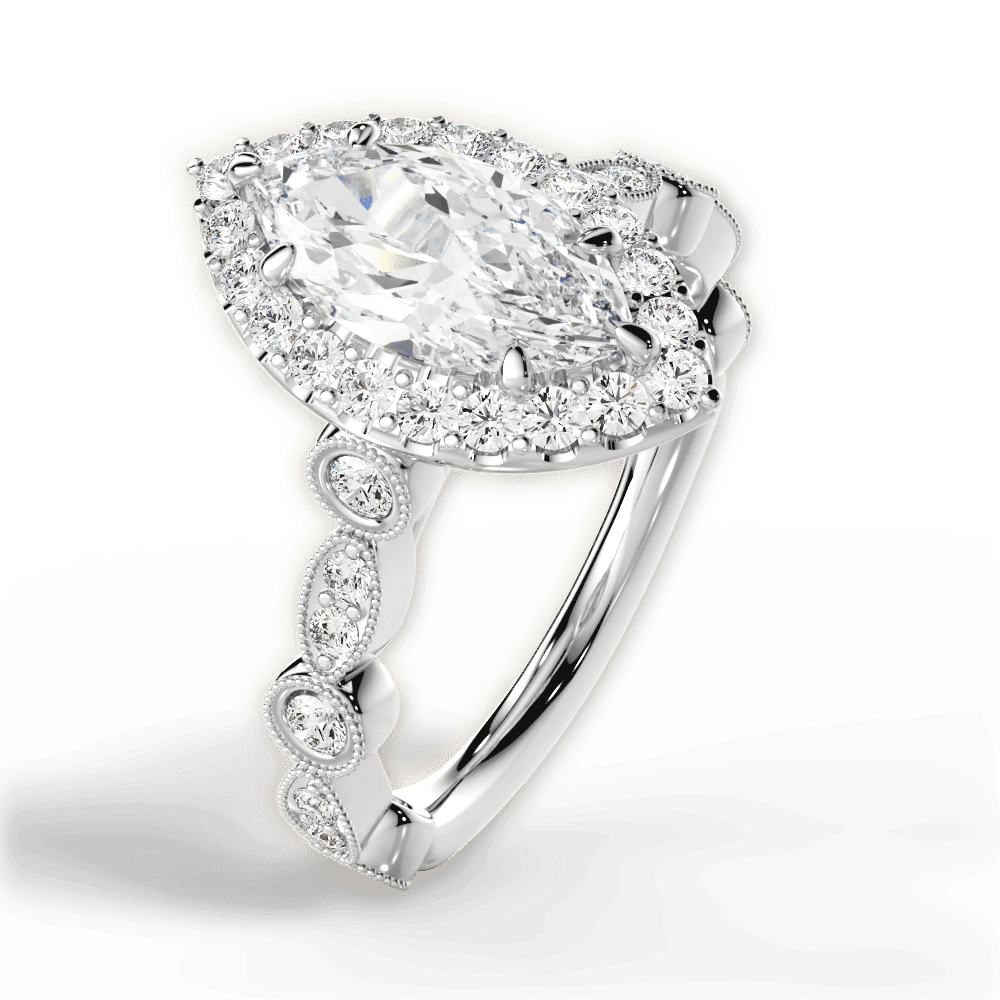 14kt White Gold/18kt White Gold/Platinum/marquise/side