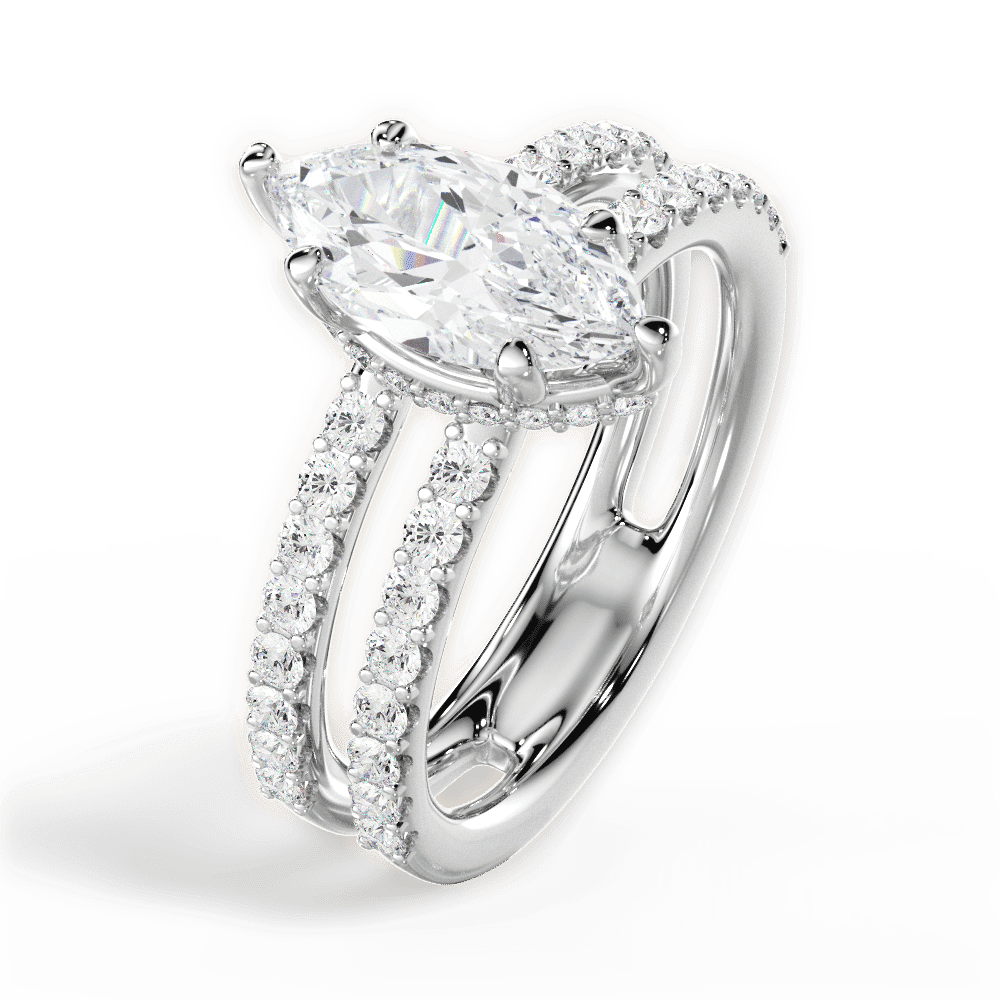 14kt White Gold/18kt White Gold/Platinum/marquise/side
