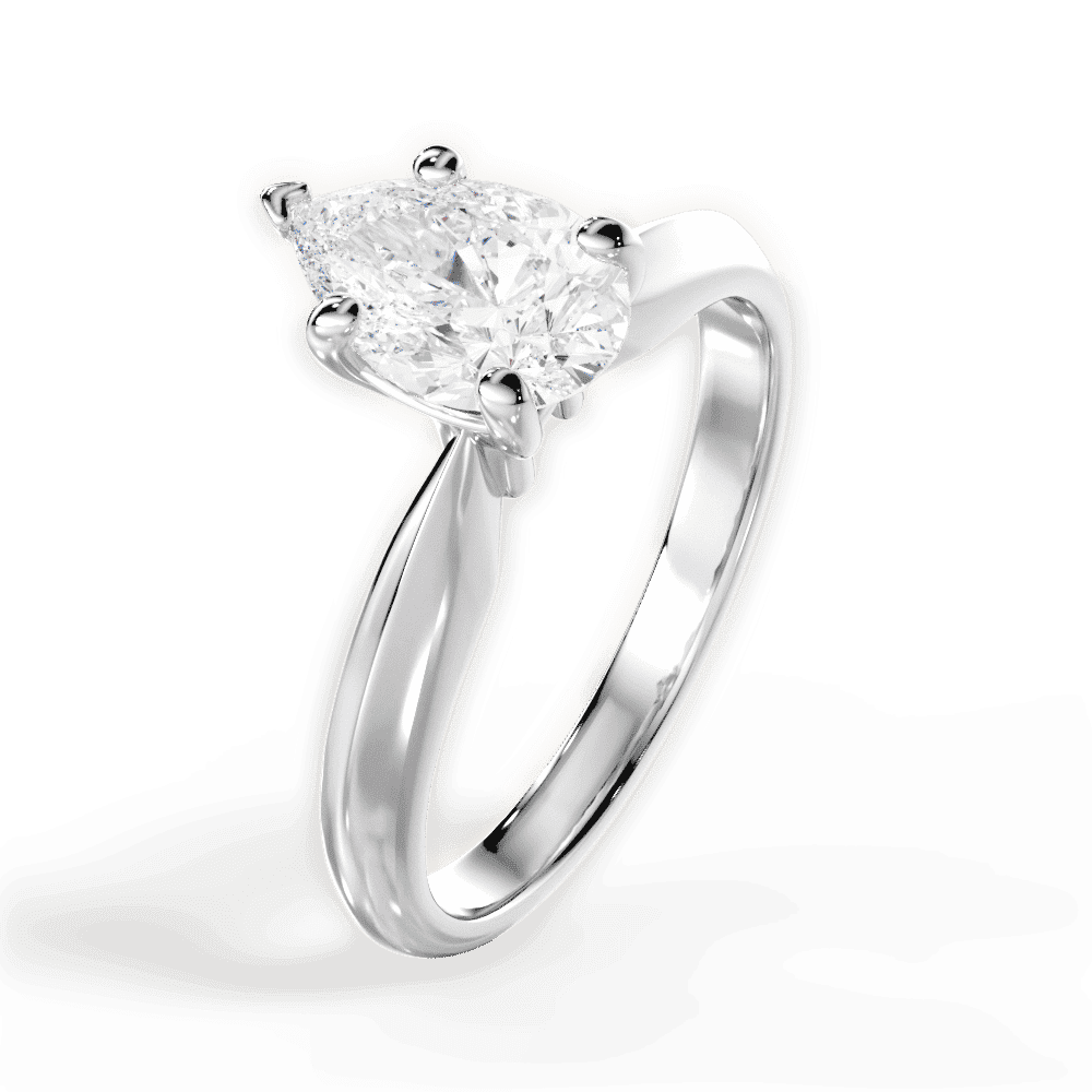 14kt White Gold/18kt White Gold/Platinum/pear/side