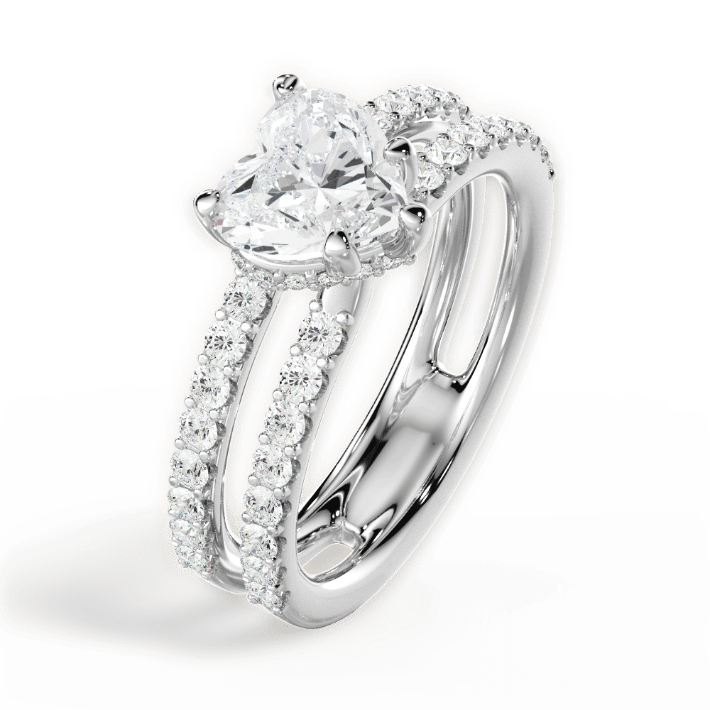 14kt White Gold/18kt White Gold/Platinum/heart/side