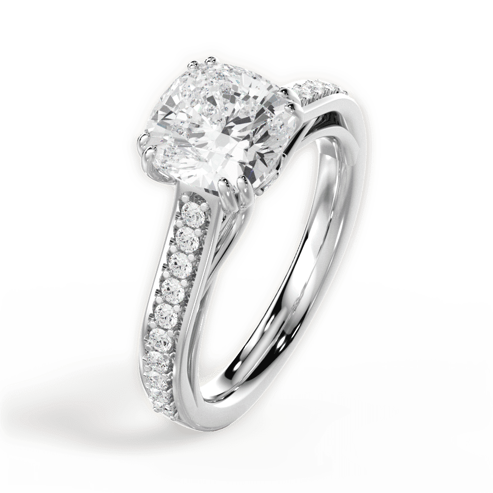 14kt White Gold/18kt White Gold/Platinum/cushion/side