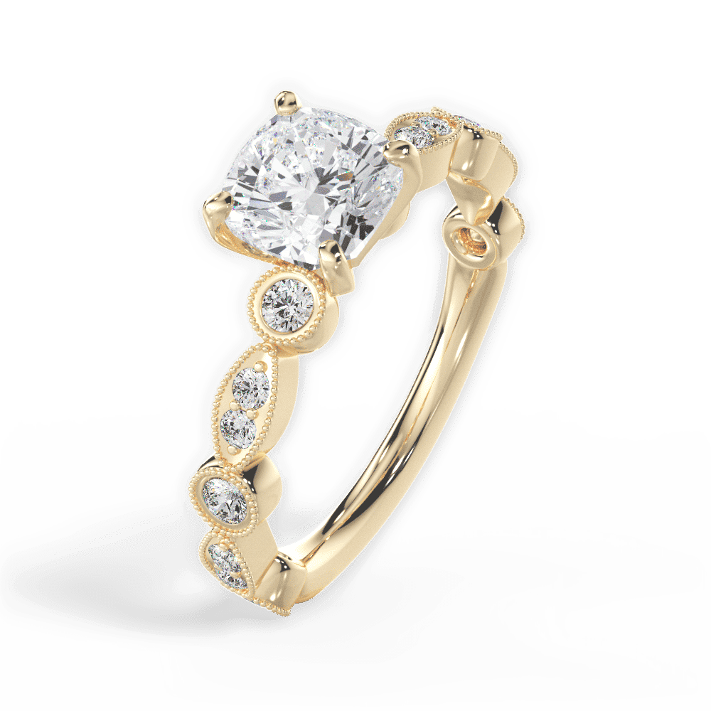 14kt Yellow Gold/18kt Yellow Gold/cushion/side