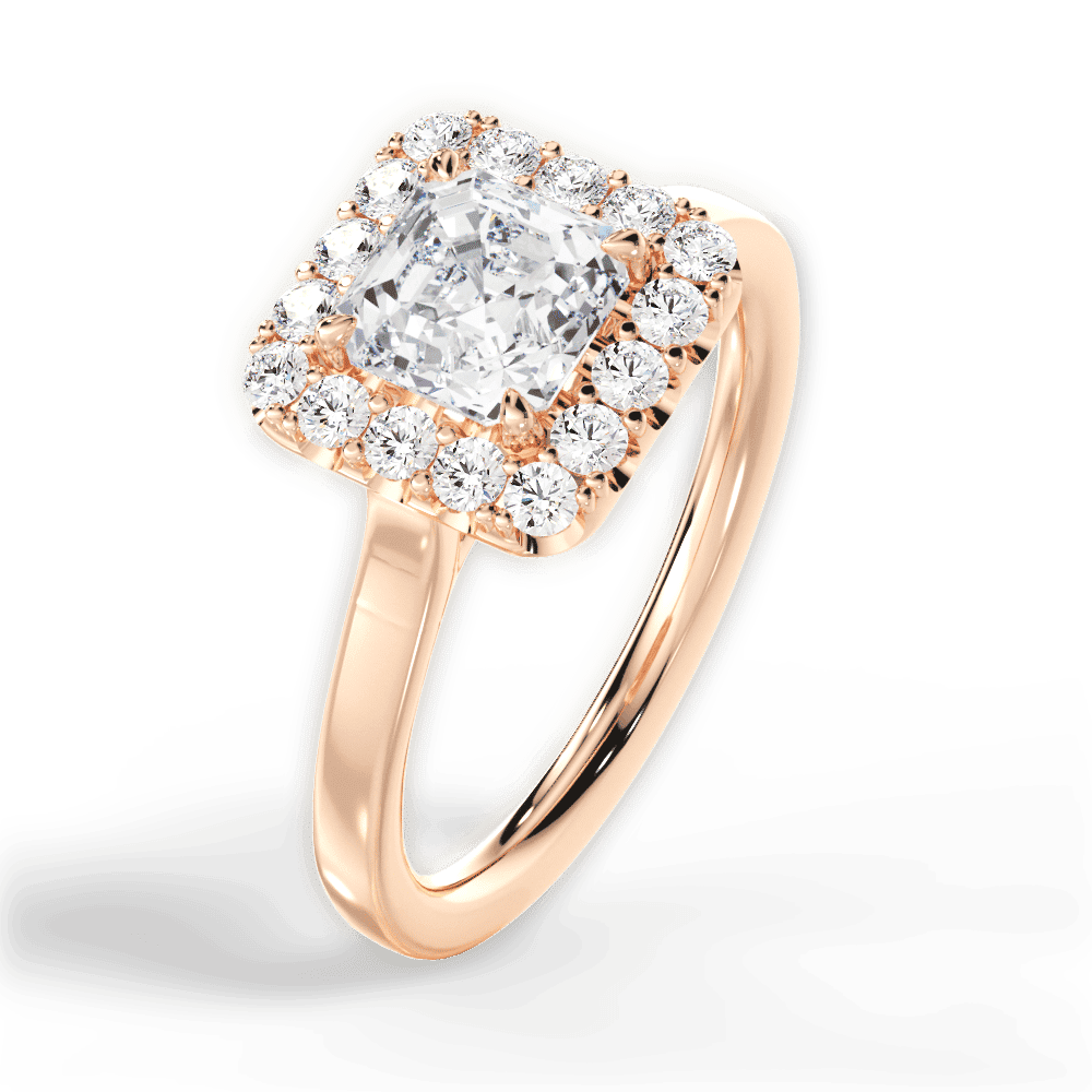 14kt Rose Gold/18kt Rose Gold/asscher/side