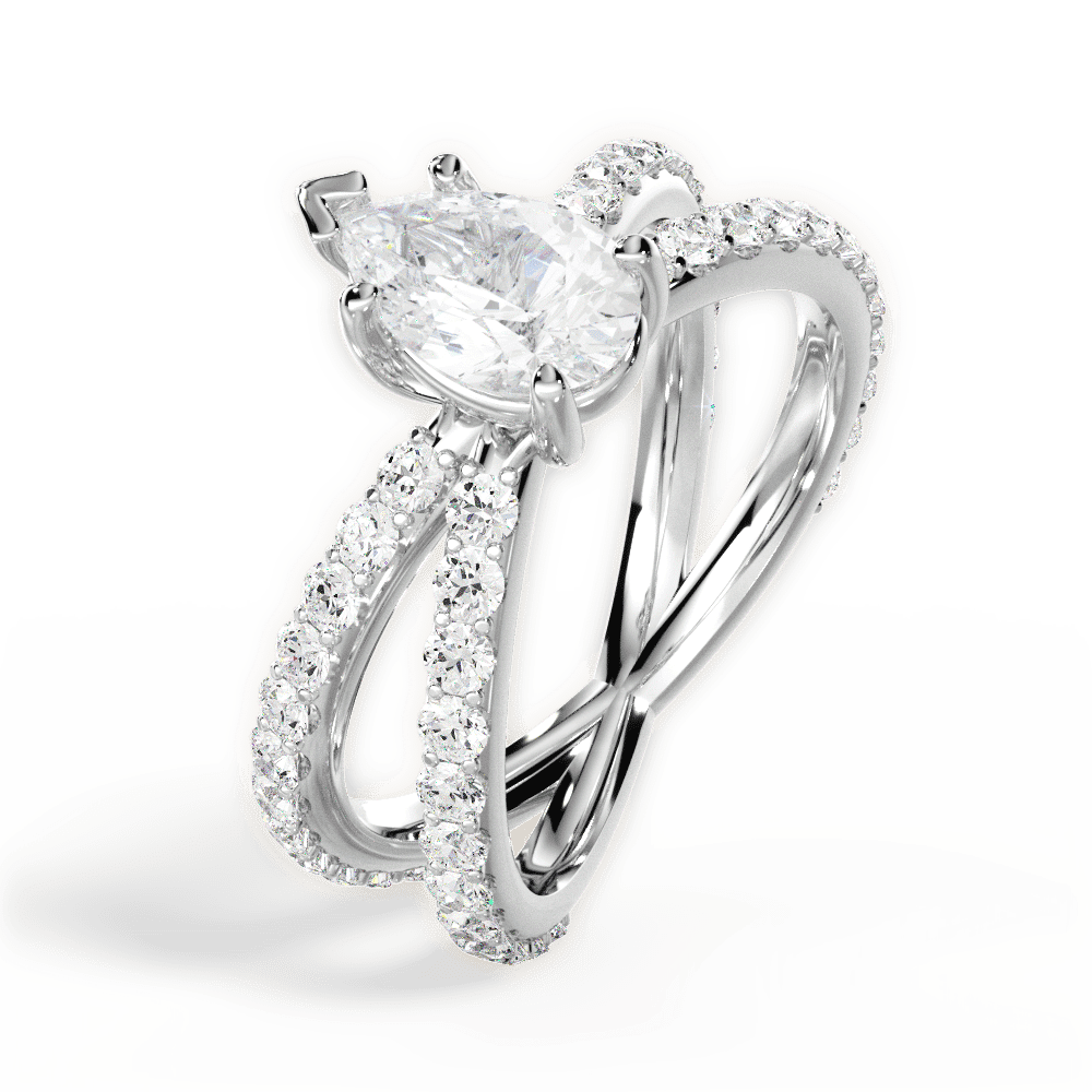 14kt White Gold/18kt White Gold/Platinum/pear/side