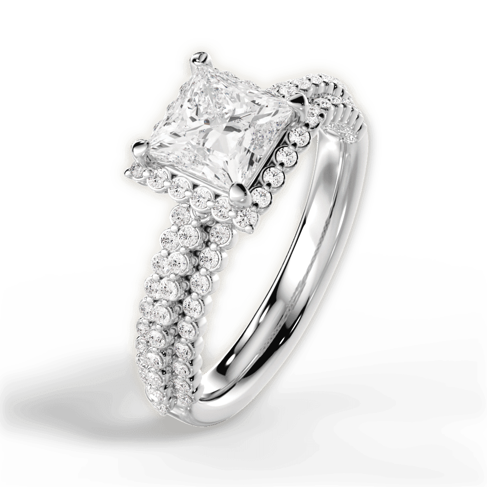 14kt White Gold/18kt White Gold/Platinum/princess/side