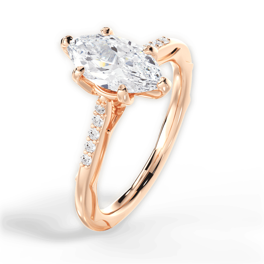 14kt Rose Gold/18kt Rose Gold/marquise/side