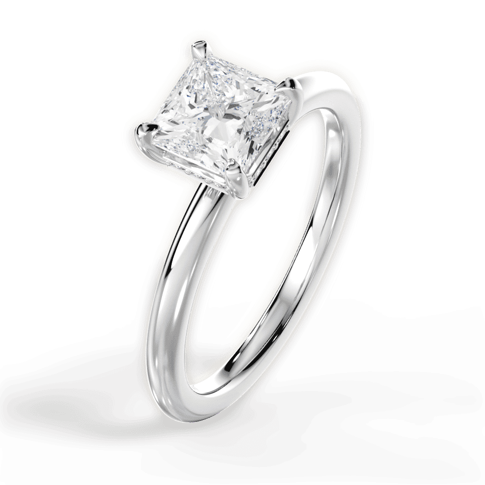 14kt White Gold/18kt White Gold/Platinum/princess/side
