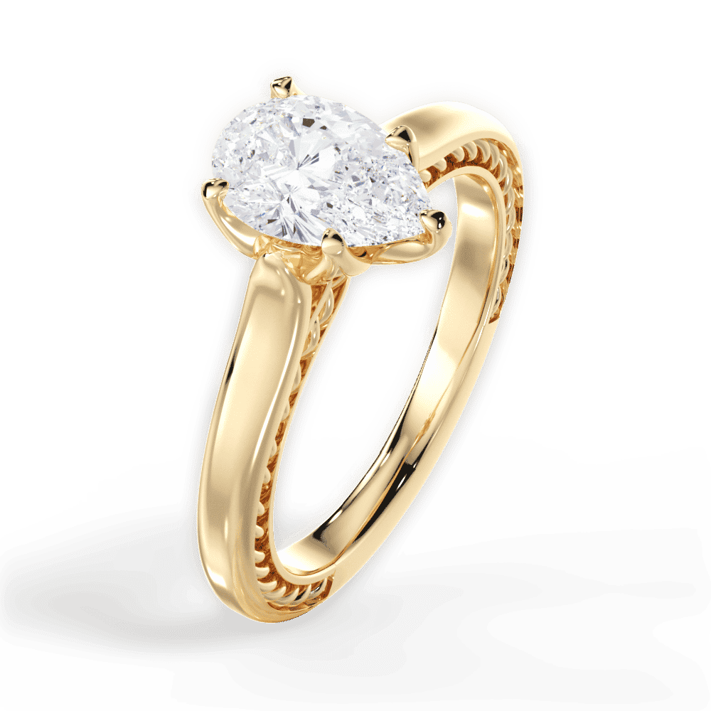 14kt Yellow Gold/18kt Yellow Gold/pear/side