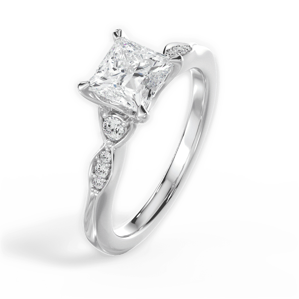 14kt White Gold/18kt White Gold/Platinum/princess/side