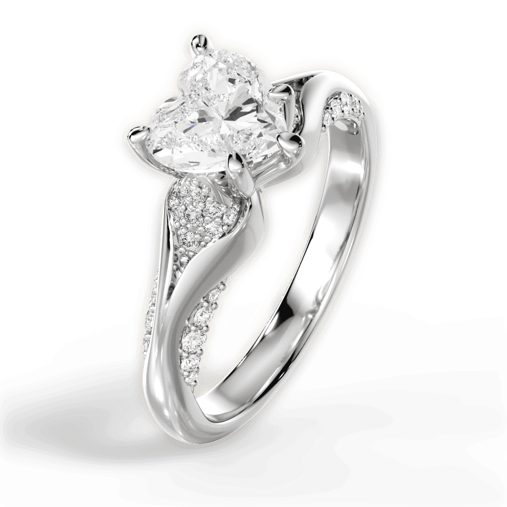 14kt White Gold/18kt White Gold/Platinum/heart/side
