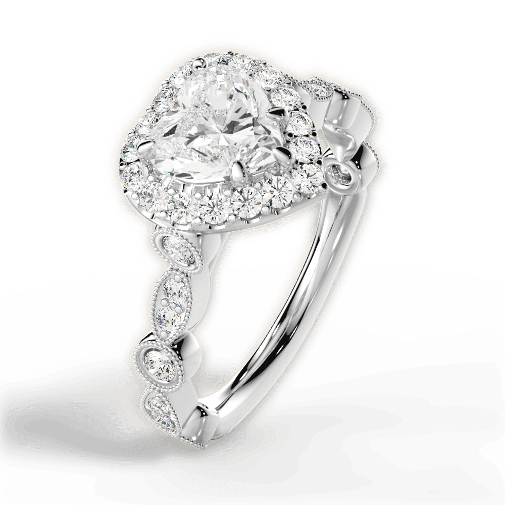 14kt White Gold/18kt White Gold/Platinum/heart/side