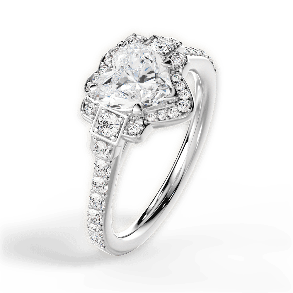 14kt White Gold/18kt White Gold/Platinum/heart/side