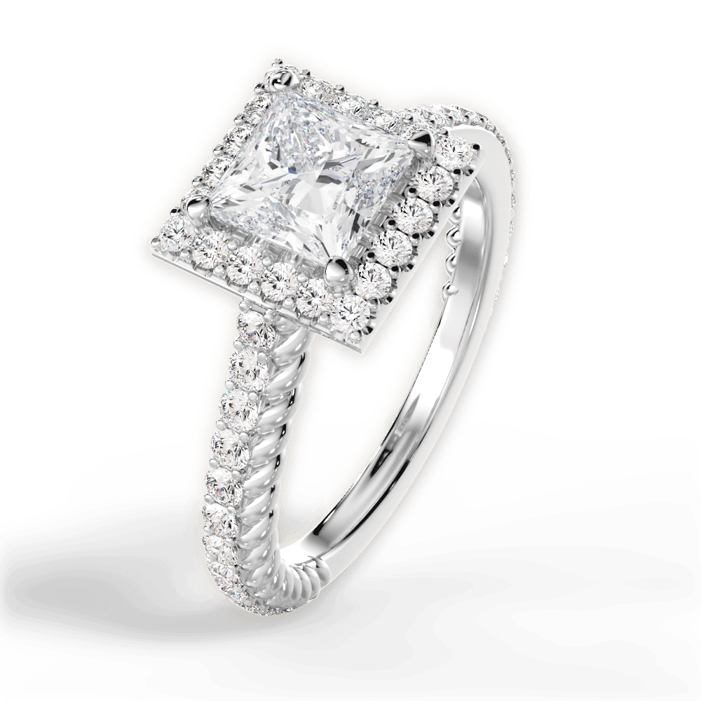14kt White Gold/18kt White Gold/Platinum/princess/side