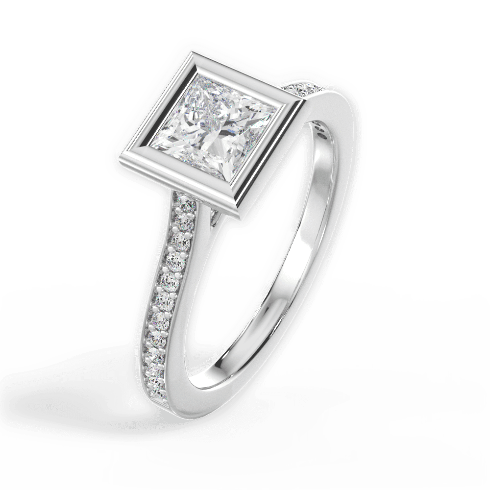 14kt White Gold/18kt White Gold/Platinum/princess/side