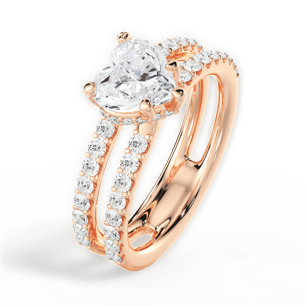 14kt Rose Gold/18kt Rose Gold/heart/side