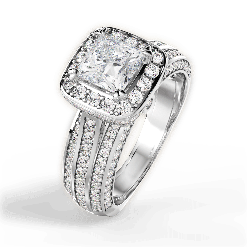 14kt White Gold/18kt White Gold/Platinum/princess/side