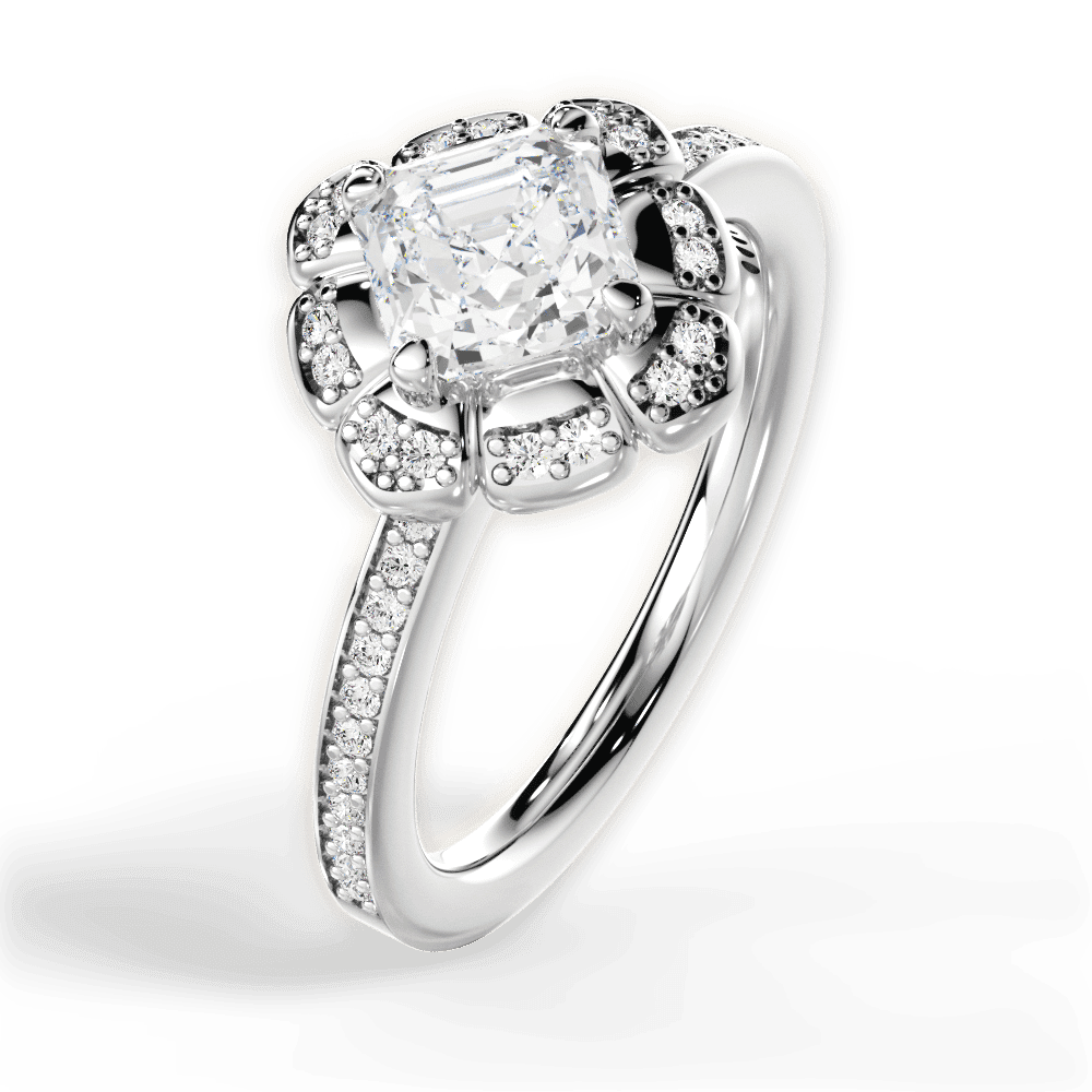 14kt White Gold/18kt White Gold/Platinum/asscher/side