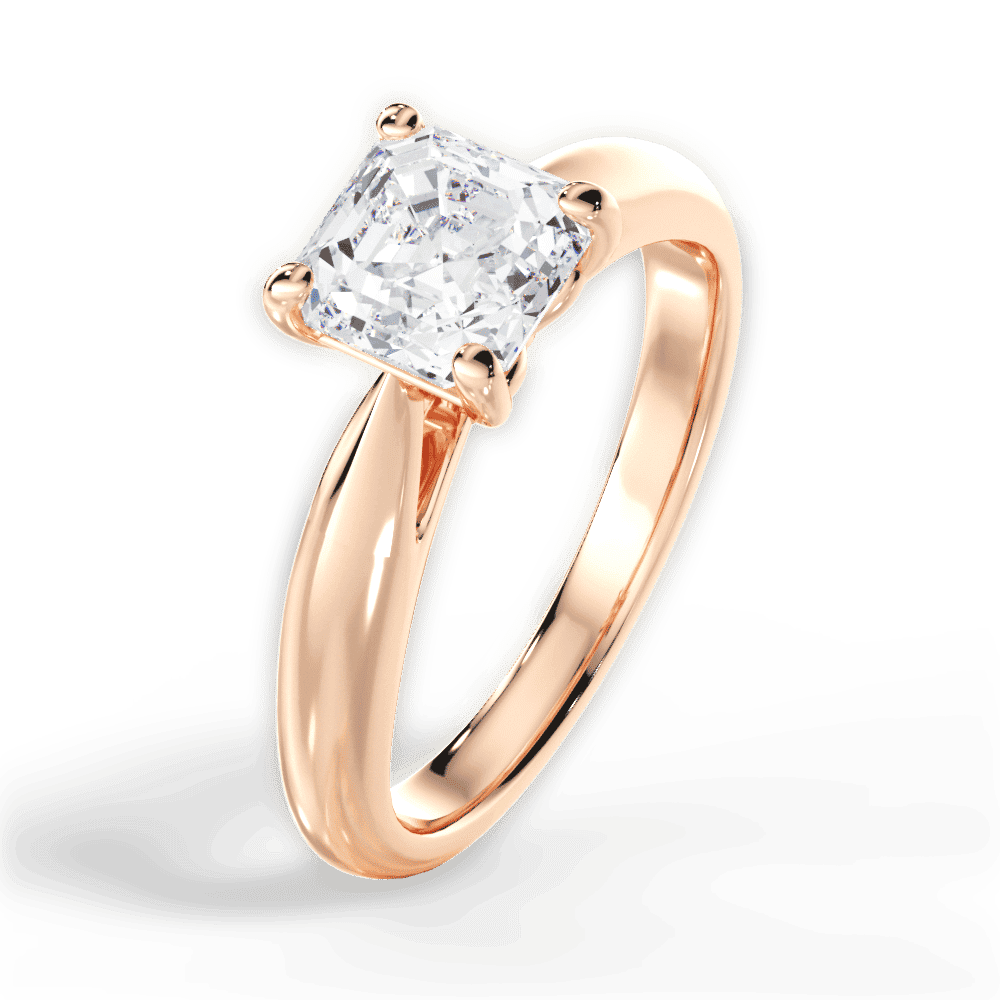 14kt Rose Gold/18kt Rose Gold/asscher/side