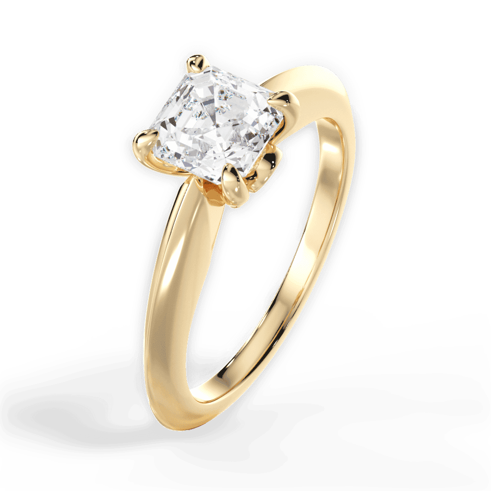 14kt Yellow Gold/18kt Yellow Gold/asscher/side