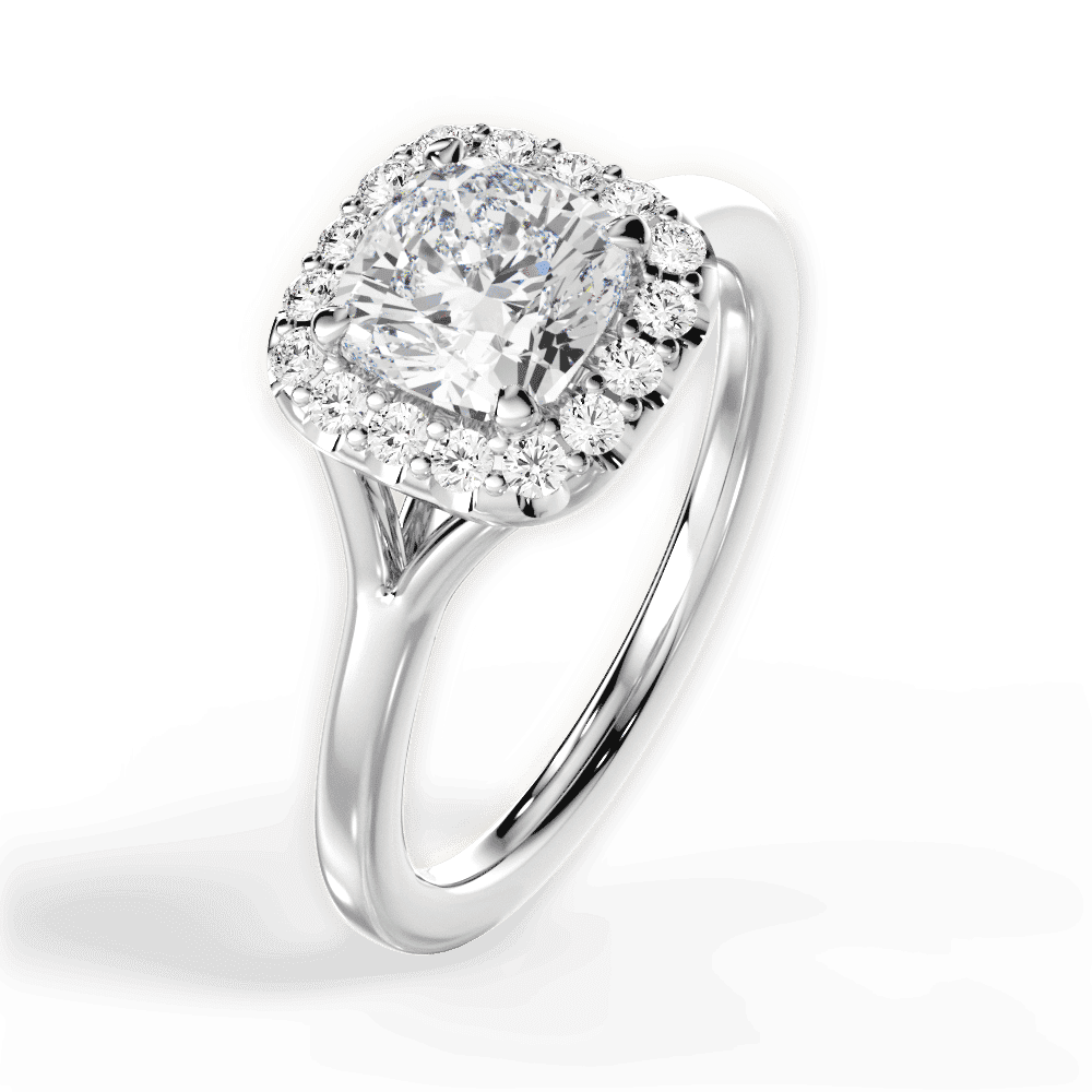 14kt White Gold/18kt White Gold/Platinum/cushion/side