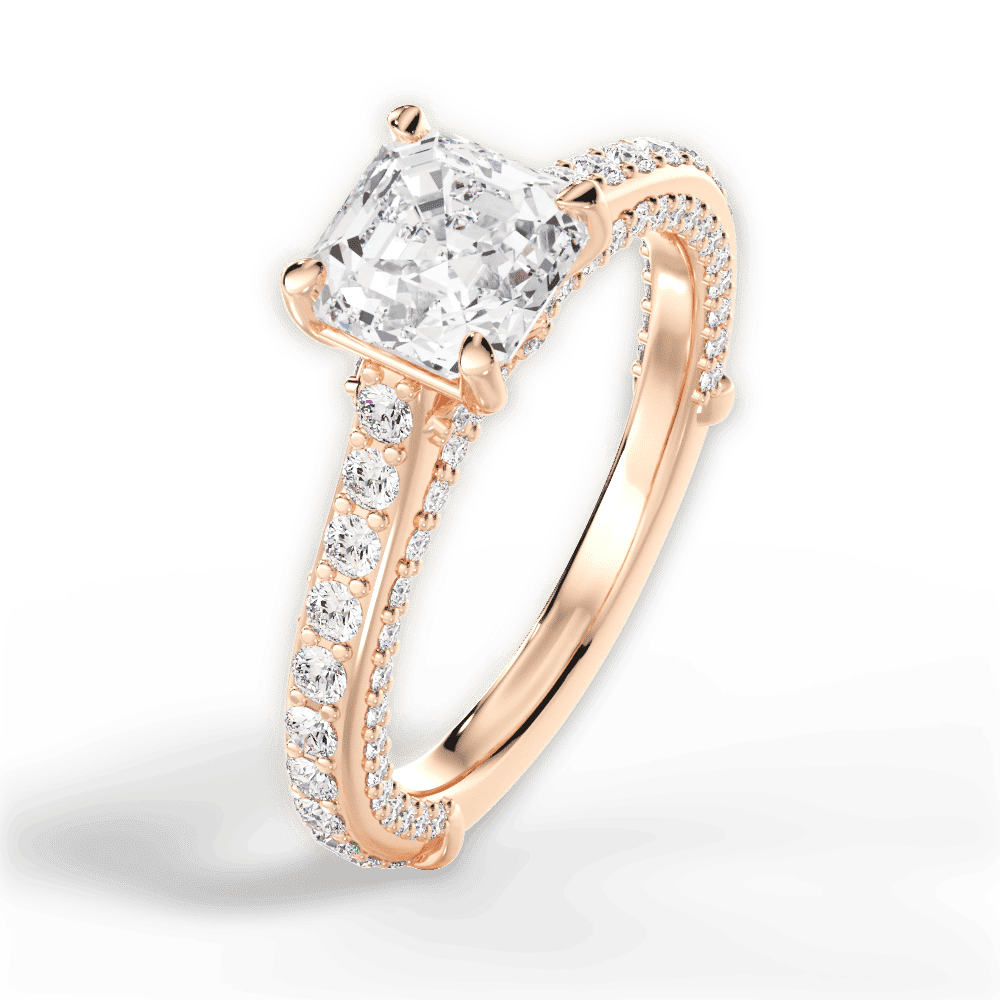 14kt Rose Gold/18kt Rose Gold/asscher/side