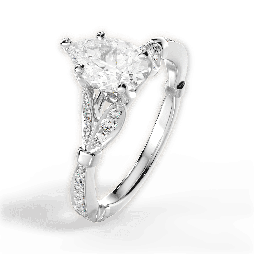 14kt White Gold/18kt White Gold/Platinum/pear/side