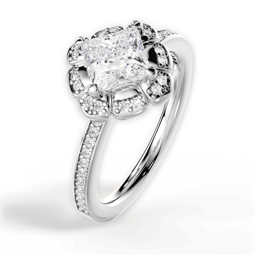 14kt White Gold/18kt White Gold/Platinum/princess/side