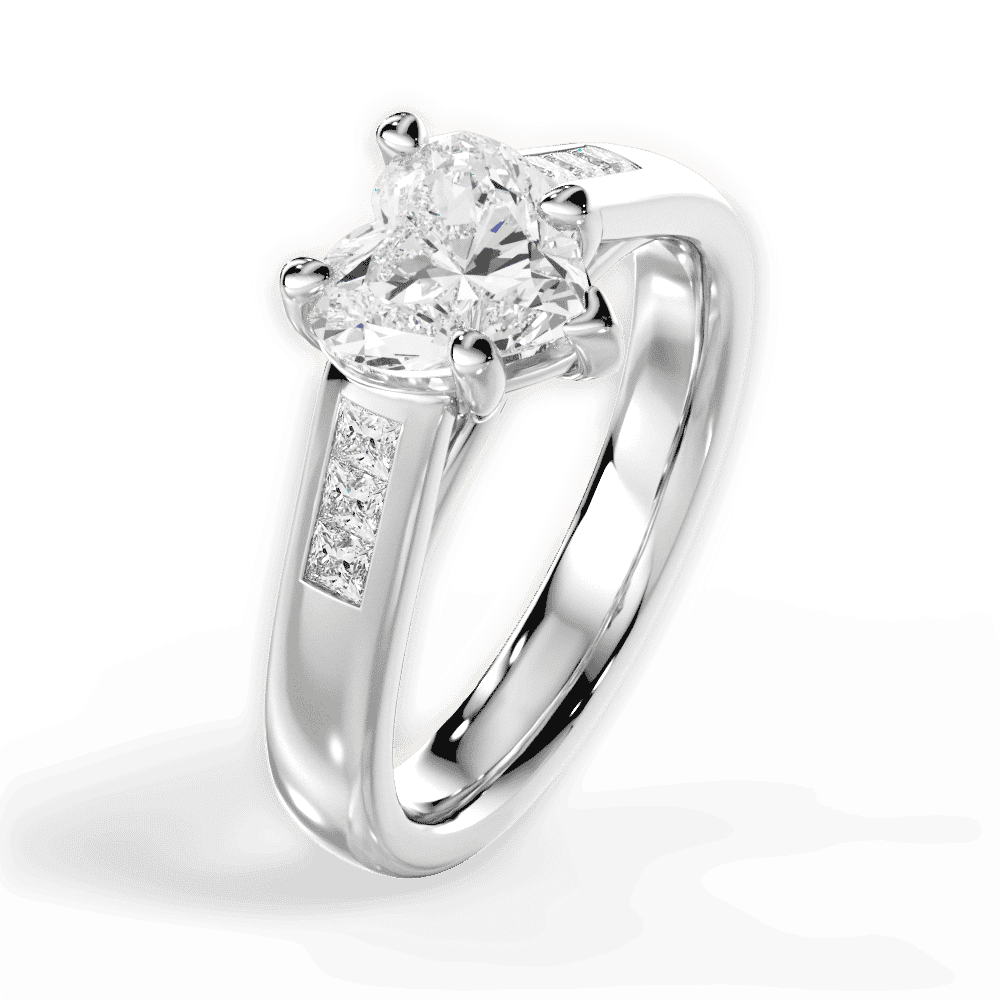 14kt White Gold/18kt White Gold/Platinum/heart/side