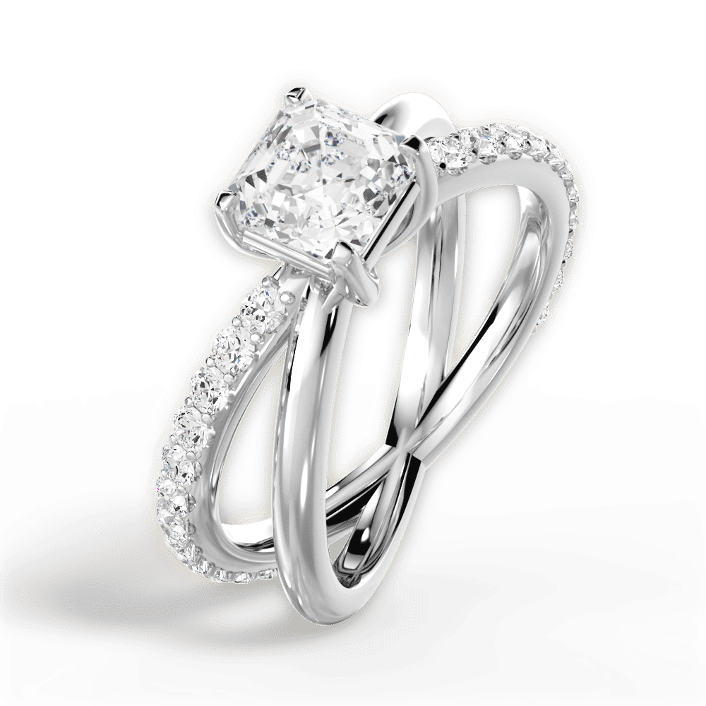 14kt White Gold/18kt White Gold/Platinum/asscher/side
