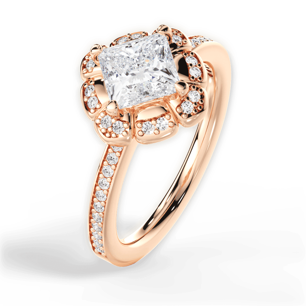 14kt Rose Gold/18kt Rose Gold/princess/side