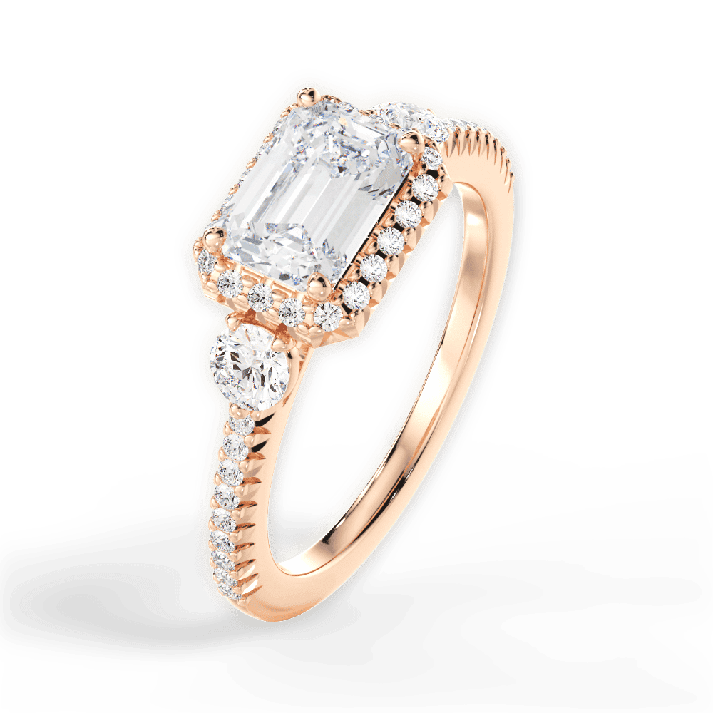 14kt Rose Gold/18kt Rose Gold/emerald/side