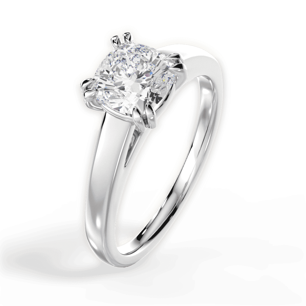 14kt White Gold/18kt White Gold/Platinum/cushion/side