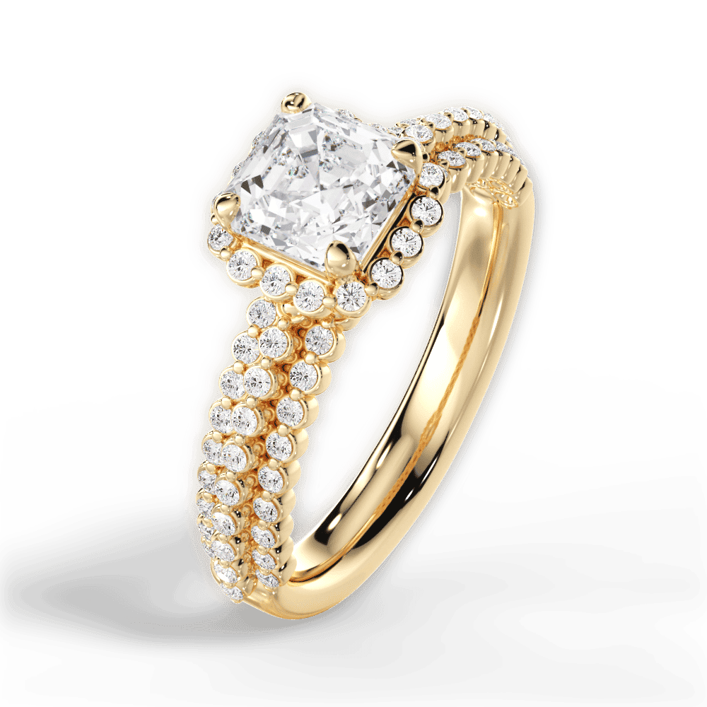 14kt Yellow Gold/18kt Yellow Gold/asscher/side