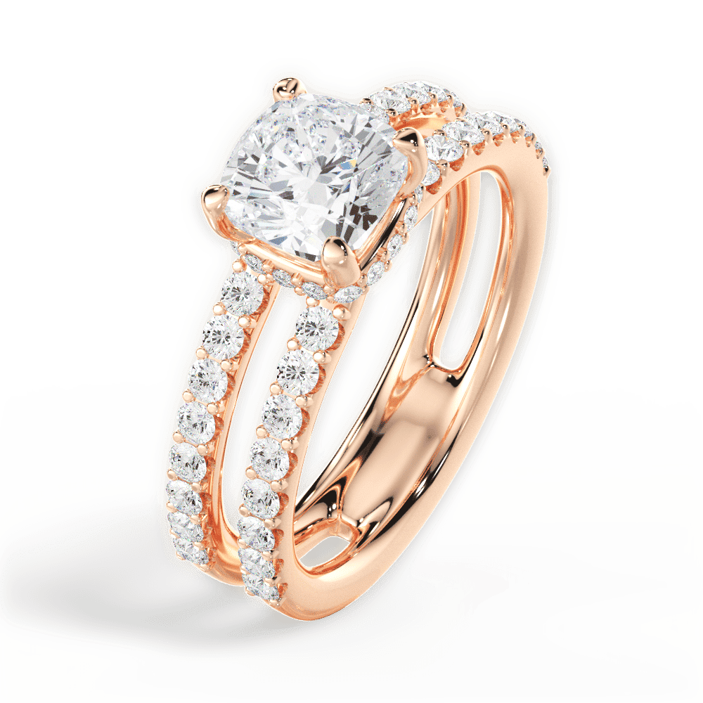 14kt Rose Gold/18kt Rose Gold/cushion/side