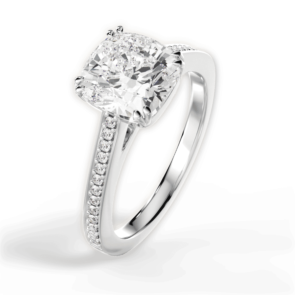 14kt White Gold/18kt White Gold/Platinum/cushion/side