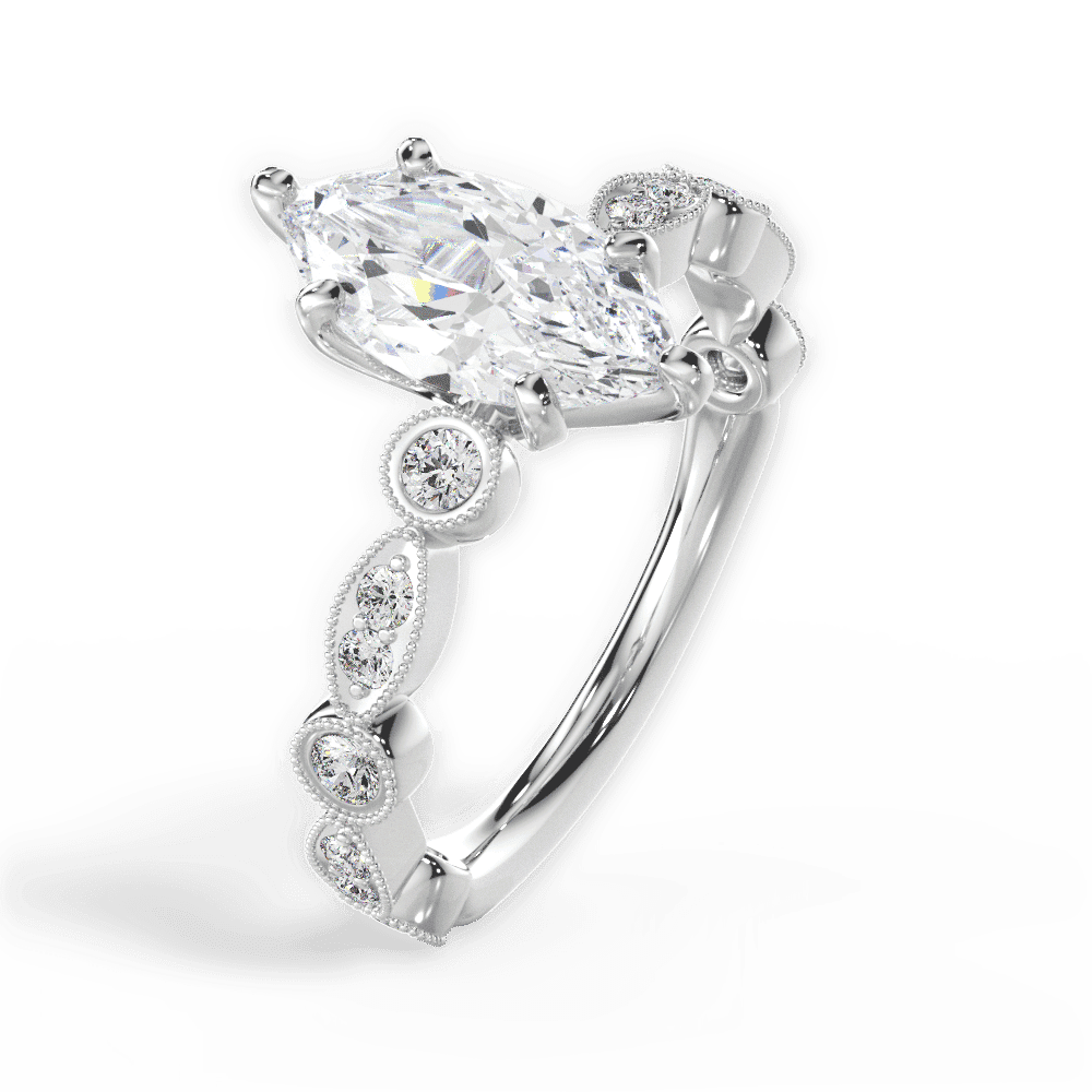 14kt White Gold/18kt White Gold/Platinum/marquise/side