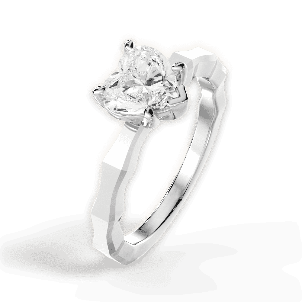 14kt White Gold/18kt White Gold/Platinum/heart/side