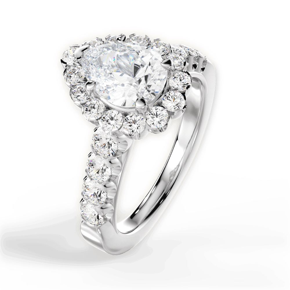14kt White Gold/18kt White Gold/Platinum/pear/side