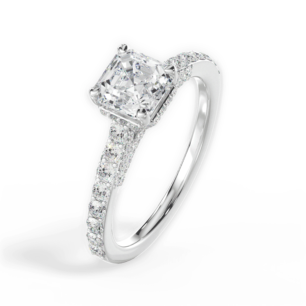 14kt White Gold/18kt White Gold/Platinum/asscher/side
