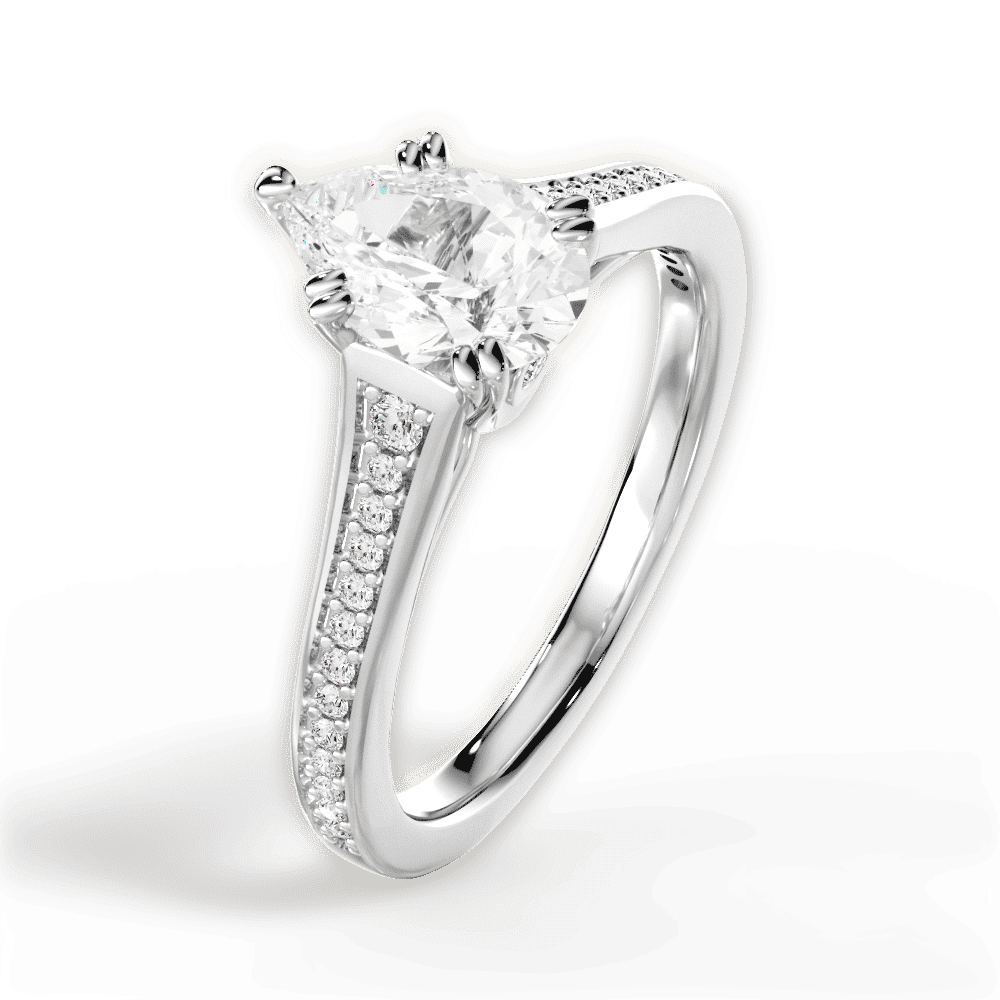 14kt White Gold/18kt White Gold/Platinum/pear/side