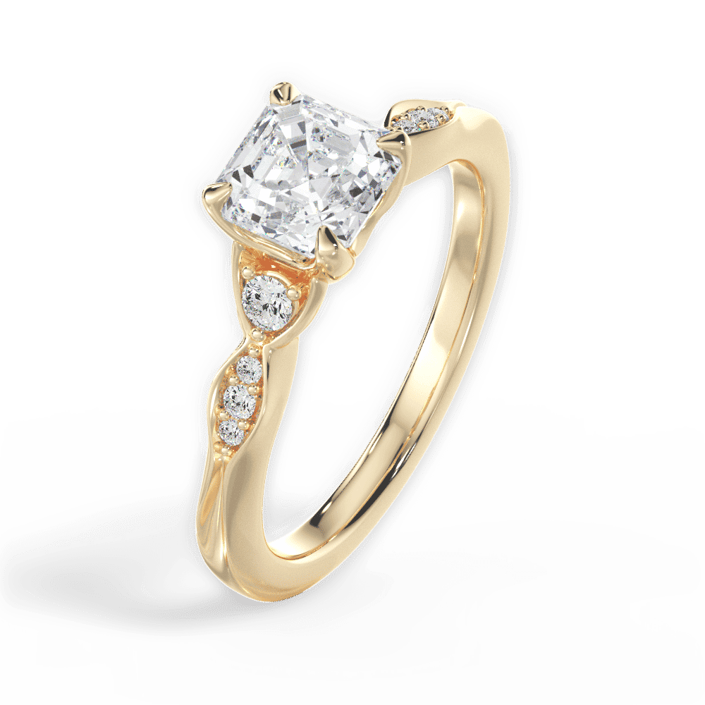 14kt Yellow Gold/18kt Yellow Gold/asscher/side