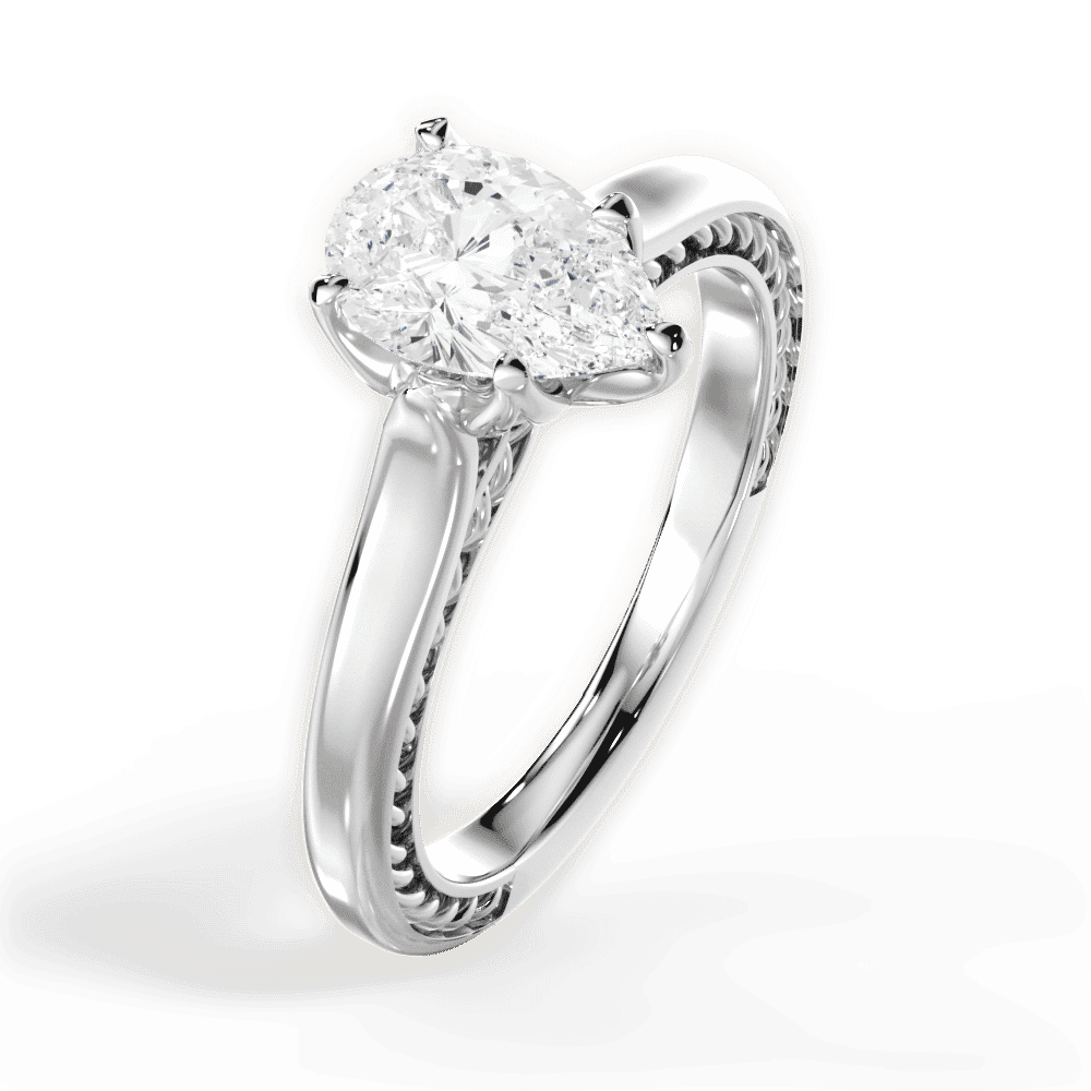 14kt White Gold/18kt White Gold/Platinum/pear/side
