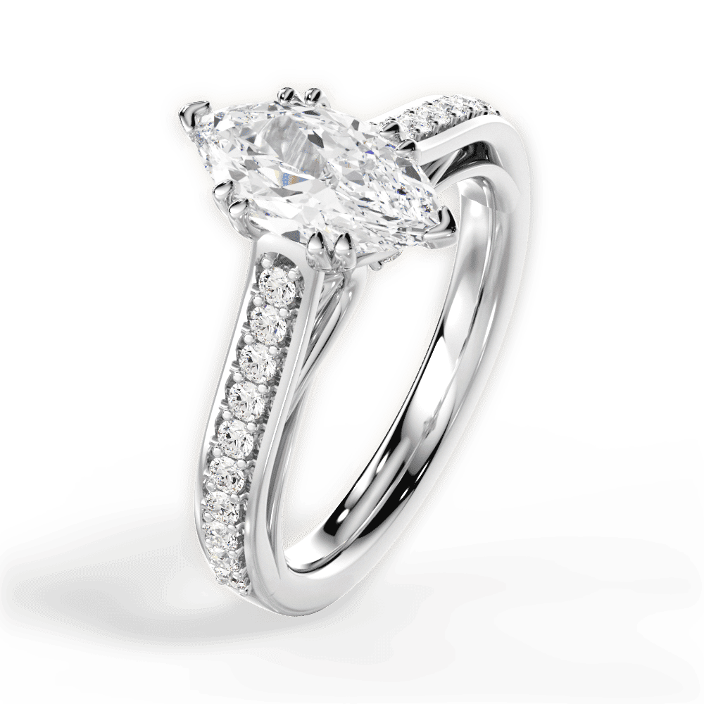 14kt White Gold/18kt White Gold/Platinum/marquise/side