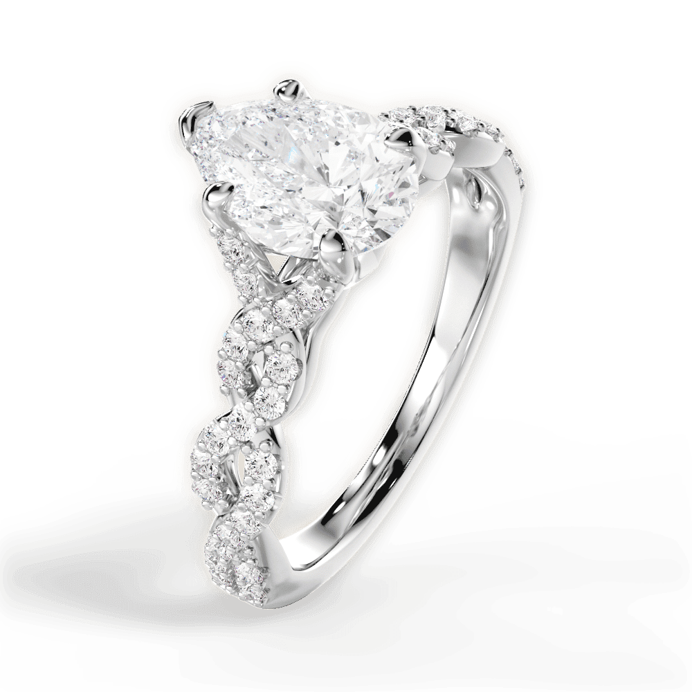 14kt White Gold/18kt White Gold/Platinum/pear/side
