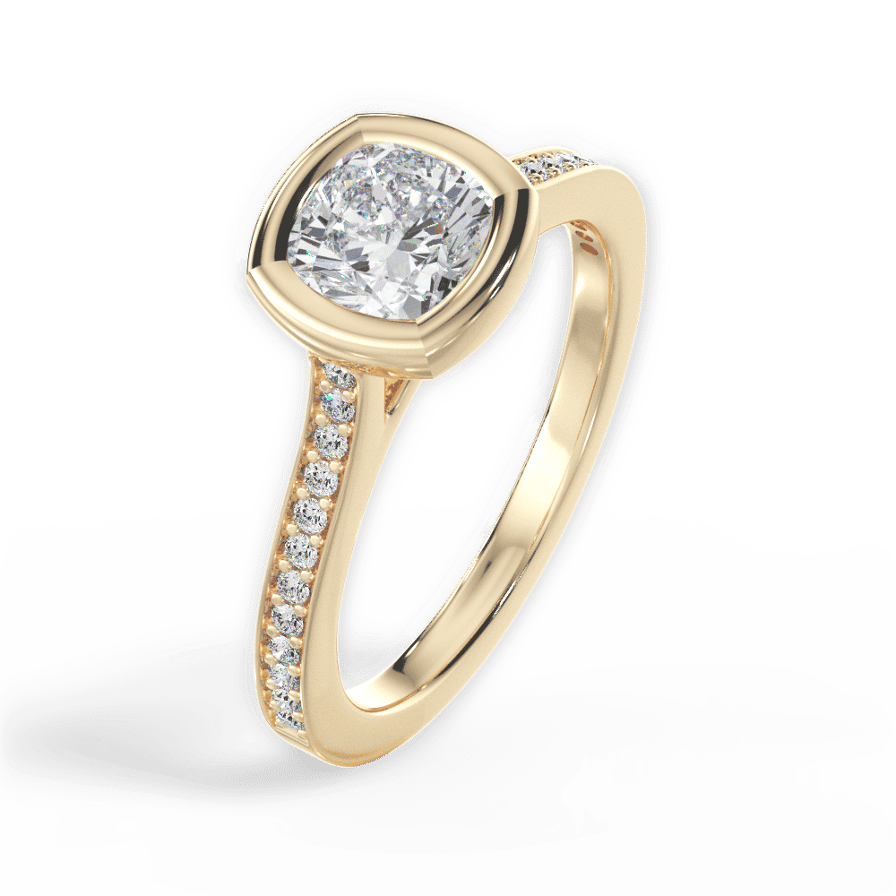 14kt Yellow Gold/18kt Yellow Gold/cushion/side