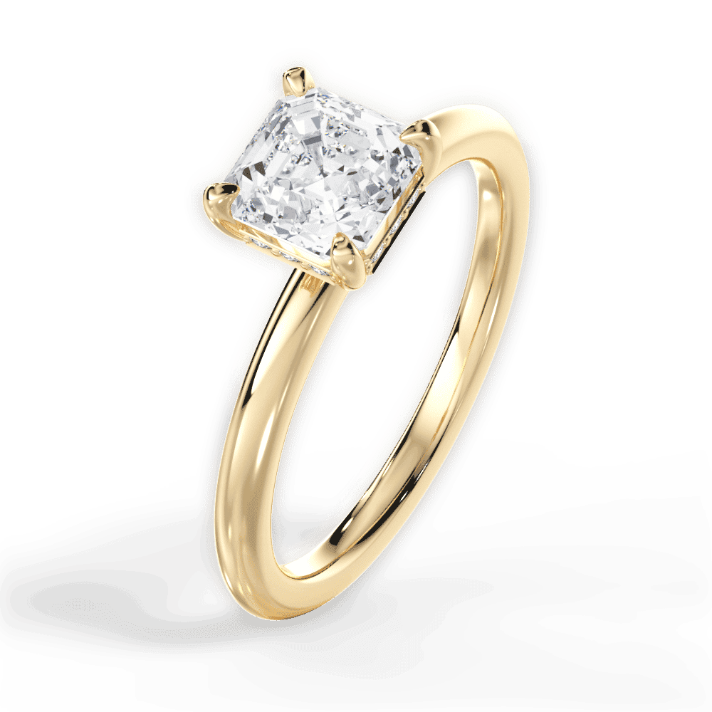 14kt Yellow Gold/18kt Yellow Gold/asscher/side