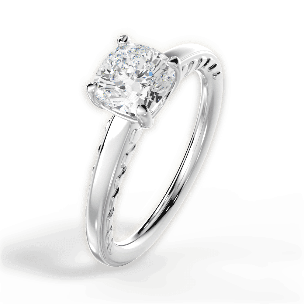 14kt White Gold/18kt White Gold/Platinum/cushion/side