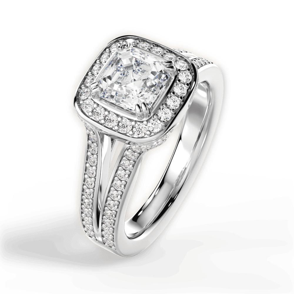 14kt White Gold/18kt White Gold/Platinum/asscher/side